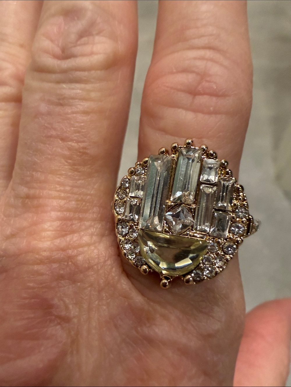 Park Lane Gold-Tone Ring with Clear and Pale Yellow Stones
